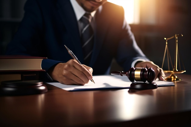 Lawyer signing documents
